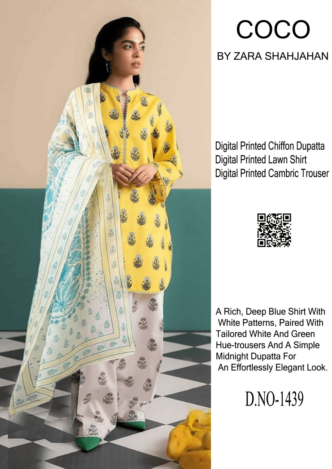 Coco prints by zarashahajahan inspired 1439 yellow cp - yellow